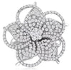 ESTATE LARGE 2.55CT DIAMOND 14KT WHITE GOLD 3D MULTI LEAF FLOWER FUN RING