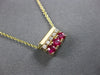 SMALL .37CT DIAMOND & AAA RUBY 14KT YELLOW GOLD 3D SQUARE FUN FLOATING PENDANT
