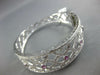 LARGE .93CT DIAMOND & AAA PINK SAPPHIRE 14KT WHITE GOLD 3D CUFF BANGLE BRACELET