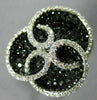 ESTATE LARGE 3.43CT WHITE & BLACK DIAMOND 14KT WHITE GOLD LOVE KNOT FLOWER RING