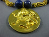 ESTATE LARGE AAA LAPIS 18KT YELLOW GOLD 3D CLASSIC FILIGREE DRAGON FUN NECKLACE