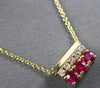 SMALL .37CT DIAMOND & AAA RUBY 14KT YELLOW GOLD 3D SQUARE FUN FLOATING PENDANT