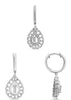 ESTATE .69CT DIAMOND 14KT WHITE GOLD ROUND & BAGUETTE TEAR DROP HANGING EARRINGS