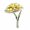 LARGE 2.97CT WHITE & FANCY YELLOW DIAMOND 18K 2 TONE GOLD MULTI SHAPE ROUND RING