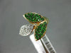 ESTATE WIDE .53CT DIAMOND & AAA TSAVORITE 14K YELLOW GOLD 3D LEAF CLUSTER RING