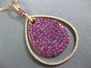 ESTATE LARGE 2.47CT DIAMOND & AAA PINK SAPPHIRE 18KT ROSE GOLD TEAR DROP PENDANT