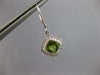 1.92CT DIAMOND & AAA PERIDOT 14KT WHITE GOLD SQUARE LEVERBACK HANGING EARRINGS