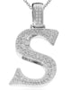 ESTATE EXTRA LARGE 1.57CT DIAMOND 14KT WHITE GOLD S INITIAL FUN FLOATING PENDANT