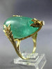 ANTIQUE EXTRA LARGE 50.45CT FANCY CANARY DIAMOND & AAA EMERALD 14KT GOLD 3D RING