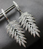 LARGE 1.52CT DIAMOND 18KT WHITE GOLD 3D ROUND MULTI LEAF HUGGIE HANGING EARRINGS