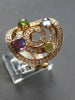 EXTRA LARGE 2.64CT DIAMOND & AAA MULTI GEM 14K ROSE GOLD MULTI CIRCULAR FUN RING