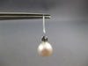 .08CT AAA SAPPHIRE & AAA SOUTH SEA PEARL 14KT WHITE GOLD BEZEL HANGING EARRINGS