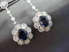 ANTIQUE LARGE 13.33CTW DIAMOND & AAA SAPPHIRE 18KT WHITE GOLD HANGING EARRINGS