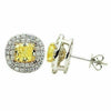 ESTATE LARGE 3.25CT WHITE & FANCY YELLOW DIAMOND 18KT 2 TONE GOLD ROUND EARRINGS