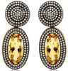 LARGE 4.62CT DIAMOND & AAA CITRINE 14K YELLOW & BLACK GOLD HALO HANGING EARRINGS