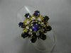 ANTIQUE LARGE 3.21CT DIAMOND & AMETHYST 14KT YELLOW GOLD HANDCRAFTED FLOWER RING