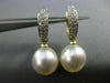 ESTATE .25CT DIAMOND 14KT GOLD AAA SOUTH SEA PEARL 3 ROW HUGGIE HANGING EARRINGS