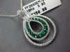 .78CT DIAMOND & AAA EMERALD 18KT WHITE GOLD 3D DOUBLE TEAR DROP FLOATING PENDANT