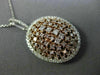 ESTATE LARGE 2.01CT WHITE & PINK DIAMOND 18K 2 TONE GOLD 3D CLUSTER OVAL PENDANT