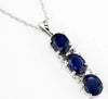 1.35CT DIAMOND & AAA SAPPHIRE 14KT WHITE GOLD OVAL PAST PRESENT FUTURE PENDANT