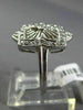 ESTATE WIDE .30CT ROUND DIAMOND 14K WHITE GOLD 3D PAVE ETOILE SQUARE FLOWER RING