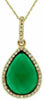 ESTATE .12CT DIAMOND & AAA GREEN AGATE 14KT YELLOW GOLD PEAR SHAPE HALO PENDANT