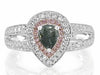 WIDE 1.15CT MULTI COLOR DIAMOND 18K WHITE & ROSE GOLD PEAR SHAPE ENGAGEMENT RING