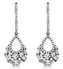 .89CT DIAMOND 14K WHITE GOLD ROUND & BAGUETTE CLUSTER TEAR DROP HANGING EARRINGS