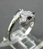 ANTIQUE .71CT DIAMOND & AAA RUBY 18KT WHITE GOLD ETOILE HANDCRAFTED PANTHER RING