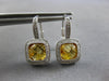 3.22CT DIAMOND & AAA CITRINE 14KT WHITE GOLD CUSHION & ROUND LEVERBACK EARRINGS