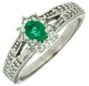 ESTATE .80CT DIAMOND & AAA EMERALD 14KT WHITE GOLD 3D FLOWER FILIGREE FUN RING