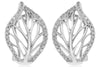 WIDE. 32CT DIAMOND 14KT WHITE GOLD 3D DOUBLE LEAF FUN CLIP ON HANGING EARRINGS
