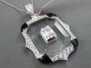 LARGE 1.58CT DIAMOND & AAA ONYX & CRYSTAL 18K WHITE GOLD SQUARE FLOATING PENDANT