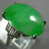 ESTATE LARGE .90CT DIAMOND & AAA JADE PLATINUM 3D FILIGREE LUCKY ENGAGEMENT RING