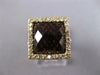 LARGE 7.48CT DIAMOND & AAA SMOKEY TOPAZ 14KT YELLOW GOLD CUSHION FILIGREE RING