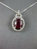1.59CT DIAMOND & AAA RUBY 14KT WHITE GOLD OVAL & ROUND LOVE KNOT PENDANT #27261