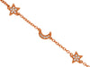 ESTATE .10CT DIAMOND 14KT ROSE GOLD 3D MOON & STAR BY THE YARD LOVE BRACELET