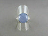 ANTIQUE WIDE 5.20CT DIAMOND & AAA BLUE QUARTZ 14KT WHITE GOLD FILIGREE FUN RING