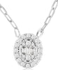 .50CT DIAMOND 14KT WHITE GOLD CLASSIC ROUND & BAGUETTE CLUSTER OVAL FUN NECKLACE