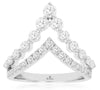 LARGE 1.31CT DIAMOND 14K WHITE GOLD 3D ROUND GRADUATING SHARED PRONG CROWN RING