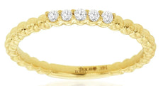 .11CT DIAMOND 14K YELLOW GOLD 3D ROUND 5 STONE SHARED PRONG BEADED FUN LOVE RING