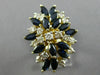 ESTATE LARGE 3.56CT DIAMOND & AAA SAPPHIRE 14KT YELLOW GOLD FLOWER COCKTAIL RING
