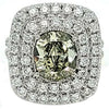 EXTRA LARGE 5.36CT WHITE & GREEN DIAMOND 18KT WHITE GOLD OVAL & ROUND HALO RING