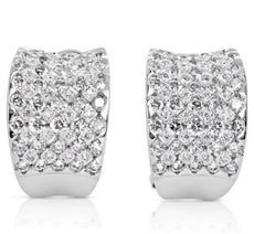 LARGE 2.28CT DIAMOND 14KT WHITE GOLD MULTI ROW UMBRELLA CLIP ON HANGING EARRINGS