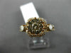 ESTATE 1CT WHITE & CHOCOLATE FANCY DIAMOND 14KT ROSE GOLD FLOWER ENGAGEMENT RING