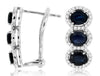 2.98CT DIAMOND & AAA SAPPHIRE 14KT WHITE GOLD 3D OVAL CLIP ON HANGING EARRINGS