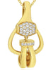 ESTATE .25CT DIAMOND 18K YELLOW GOLD 3D TEAR DROP LOVE KNOT FUN FLOATING PENDANT