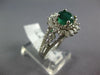 ESTATE WIDE 2.0CT DIAMOND & AAA EMERALD 14KT WHITE GOLD FLOWER ENGAGEMENT RING