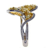 EXTRA LARGE 4.58CT WHITE & FANCY YELLOW DIAMOND 18K 2 TONE GOLD MULTI SHAPE RING