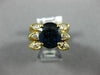 ESTATE LARGE 3.10CT DIAMOND & AAA SAPPHIRE 18K YELLOW GOLD 3 ROW ENGAGEMENT RING